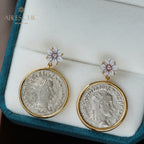 Boucles d’oreilles florales en lire romaine