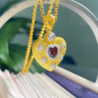 Collier à breloques en forme de cœur à motif en tissu 5849