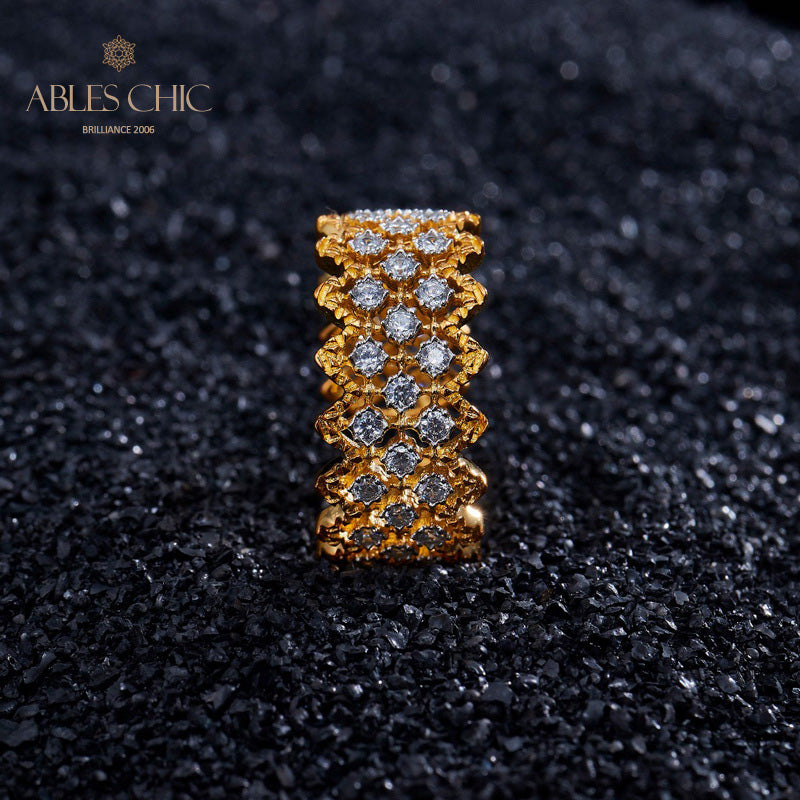 Bague ouverte en pierre à plusieurs rangées de dentelle 5705