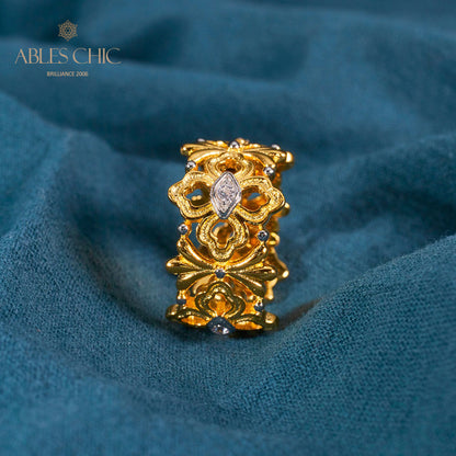 Bague ouverte en filigrane de trèfles emblématiques 5997