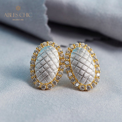 Boucles d'oreilles halo ovale soyeux 5832