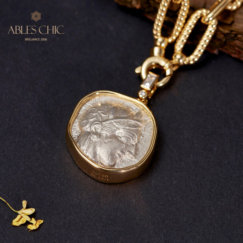 Collier de pièces de monnaie antique Lire Athéna