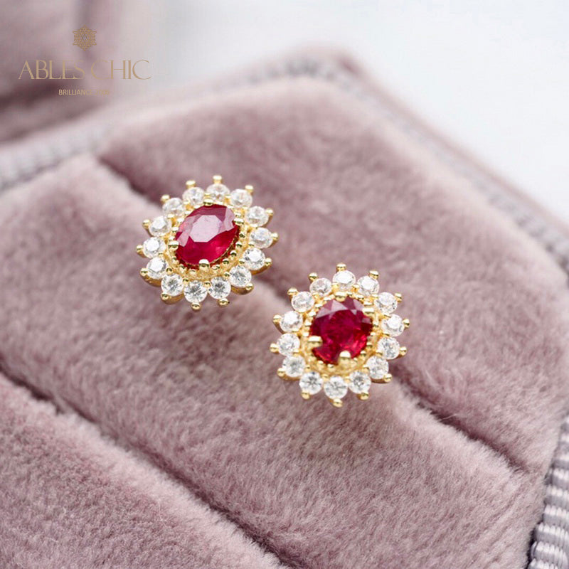 Boucles d'oreilles florales rubis naturel 5816