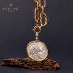 Collier de pièces de monnaie antique Lire Athéna