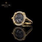 Bague à monnaie à rabat avec lion grec 5983
