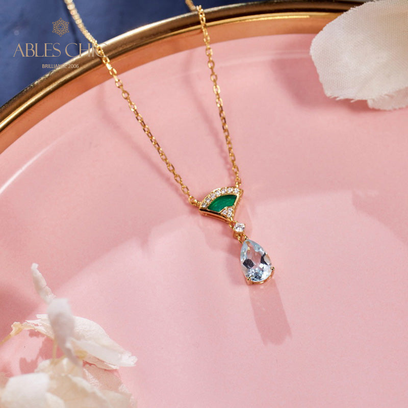 Collier Goutte Éventail En Émail 6010