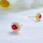 Boucles d'oreilles florales rubis naturel 5816
