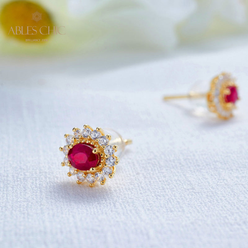 Boucles d'oreilles florales rubis naturel 5816