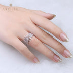 Bague ouverte en pierre à plusieurs rangées de dentelle 5705