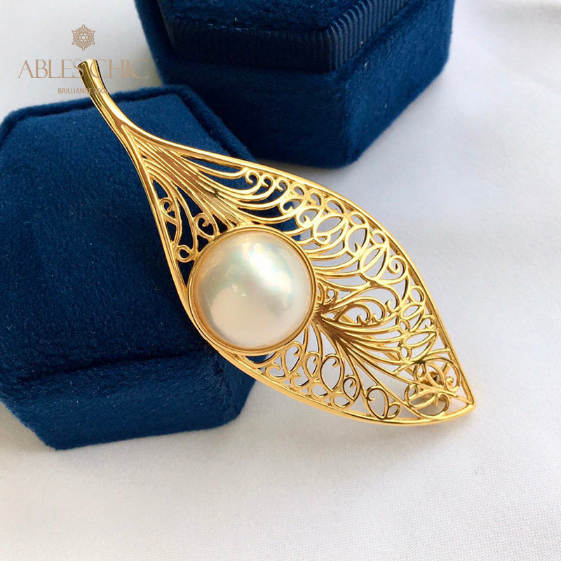 Pendentif feuille en filigrane de perles Mabe 5844