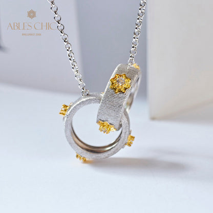 Collier avec anneaux entrelacés à motif en soie 5861