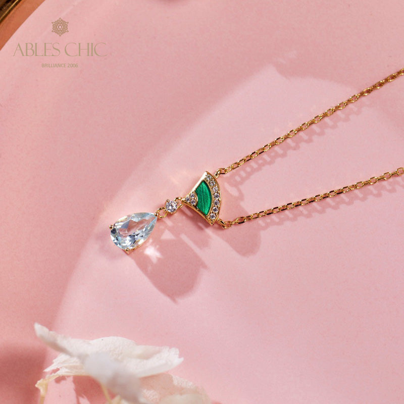 Collier Goutte Éventail En Émail 6010