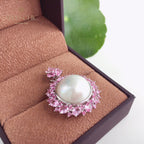 Pendentif perle CZ Halo Mabe 5861