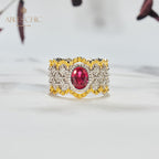Bague florale en dentelle rubis 6048