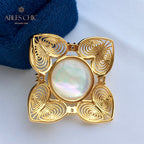 Pendentif trèfle en filigrane de perles Mabe 5822