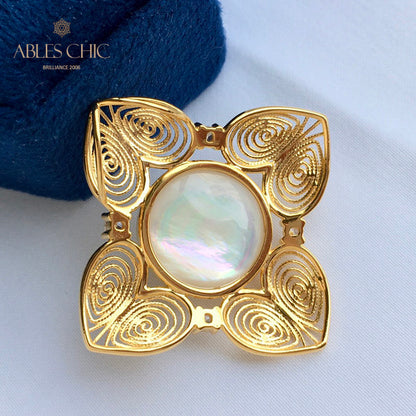 Pendentif trèfle en filigrane de perles Mabe 5822