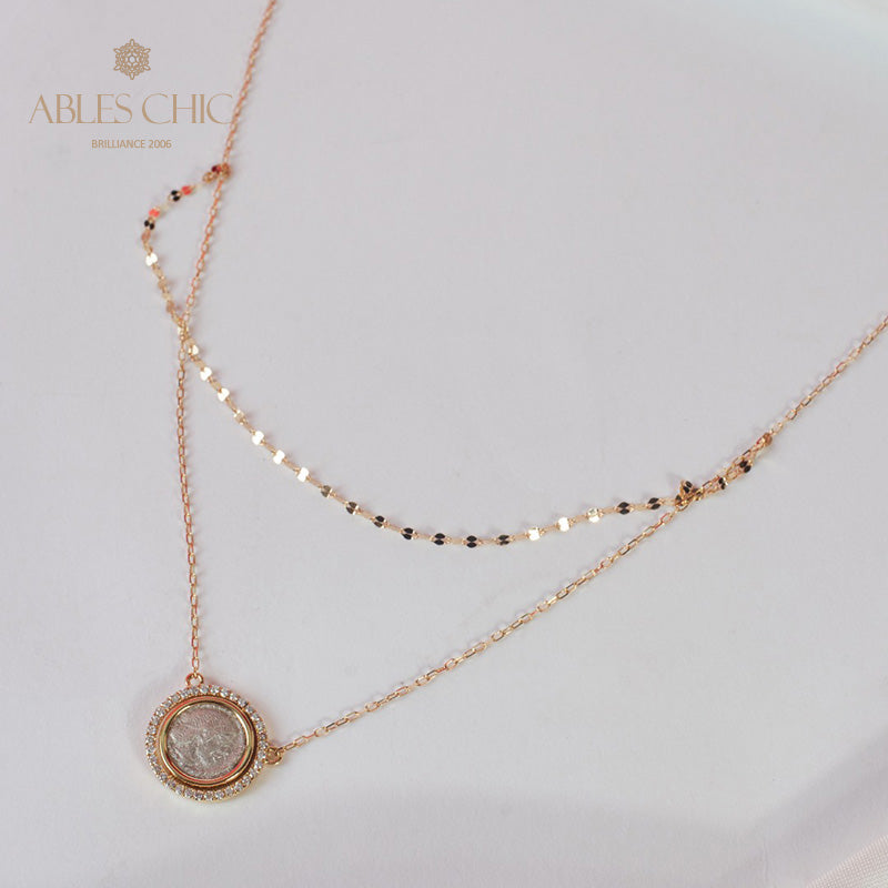 Collier médaillon réversible grec