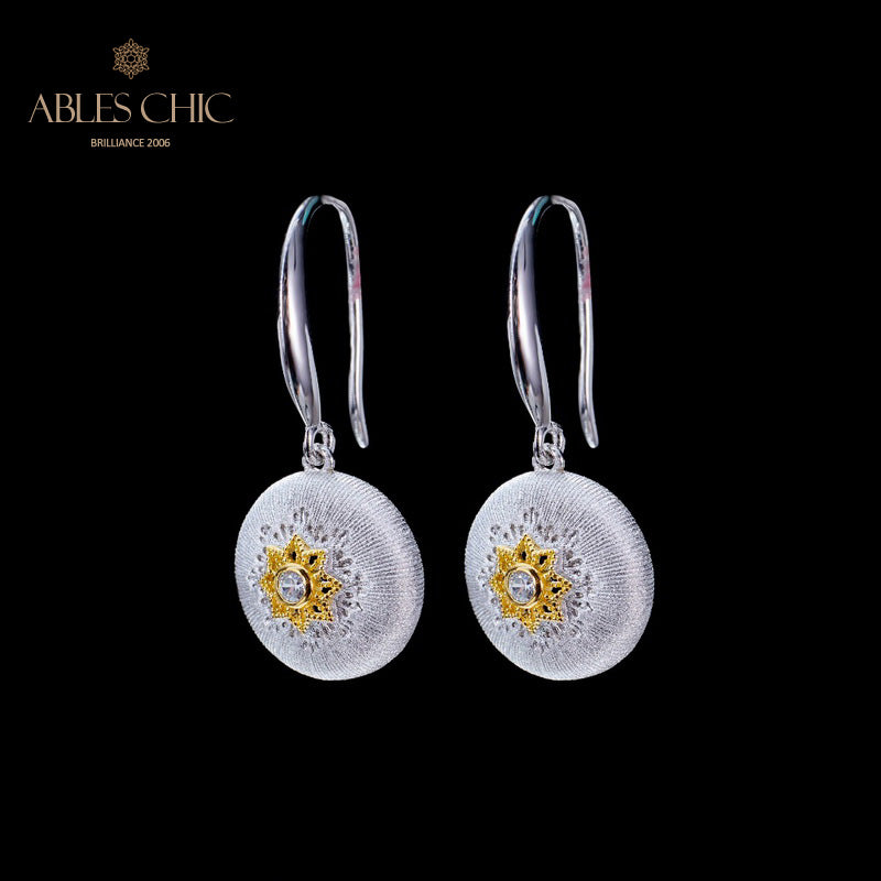 Boucles d'oreilles pendantes florales en forme de dôme 5894