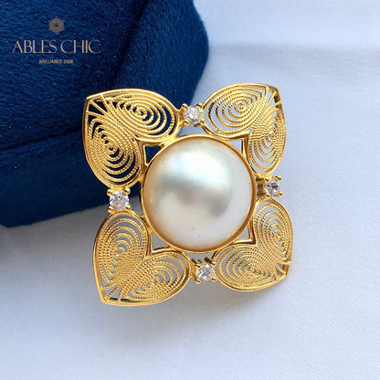 Pendentif trèfle en filigrane de perles Mabe 5822