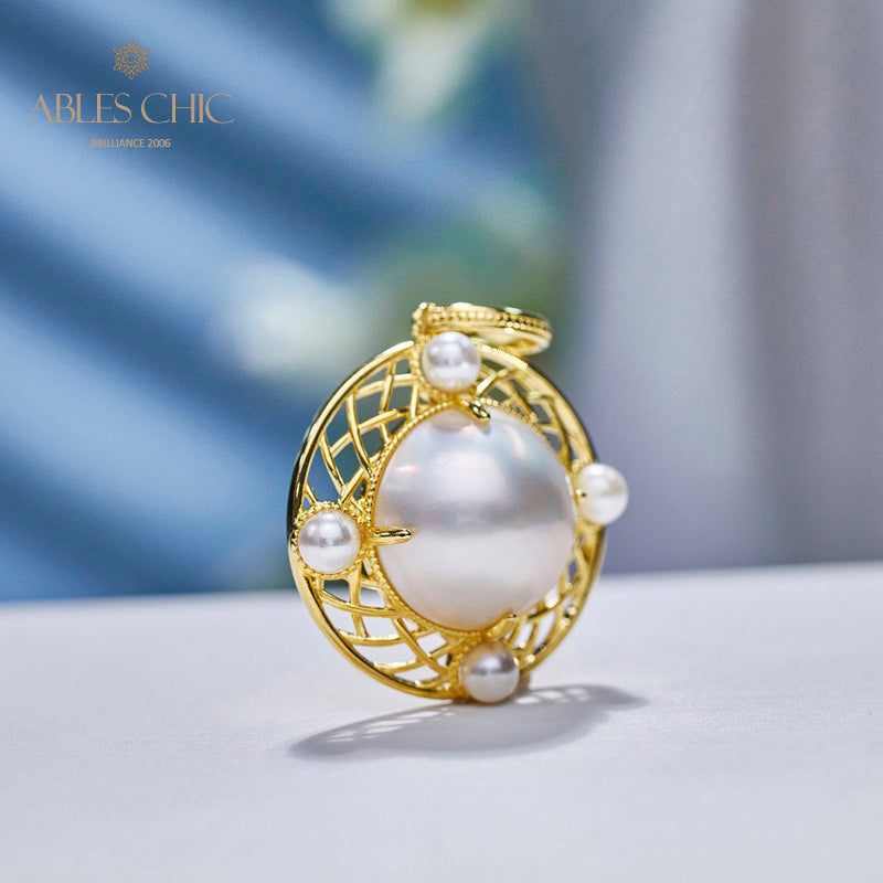 Pendentif disque en maille de perles Mabe 5956