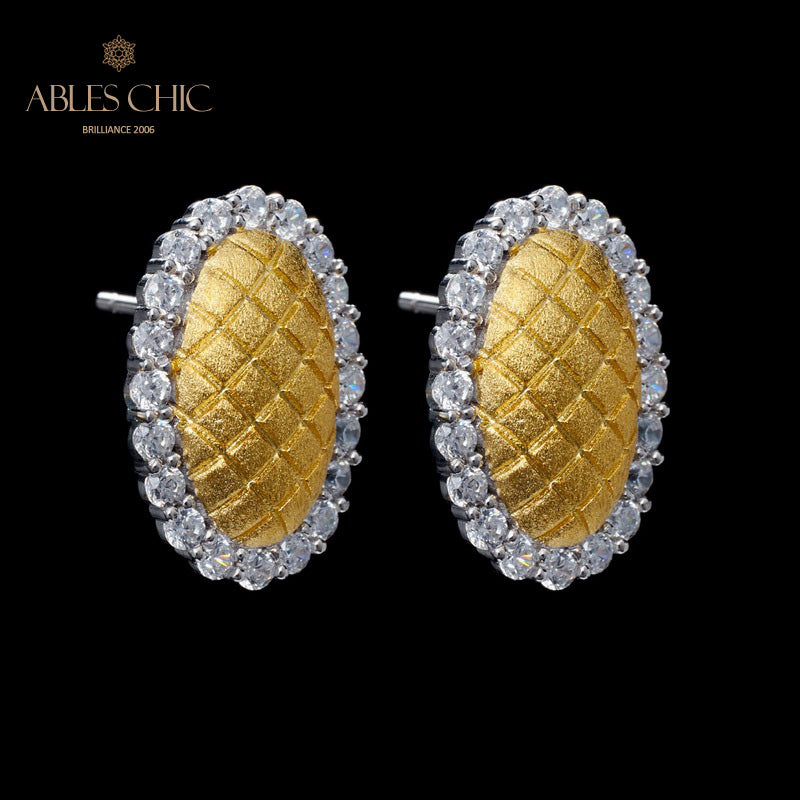 Boucles d'oreilles halo ovale soyeux 5832