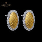 Boucles d'oreilles halo ovale soyeux 5832