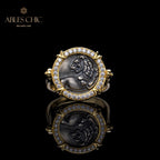 Bague à monnaie à rabat avec lion grec 5983