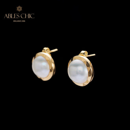 Boucles d'oreilles en perles d'eau de mer Mabe 6015