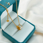 Collier nid d'abeille feuille filigrane 5807