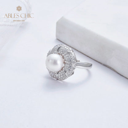 Bague florale en perles d'Akoya 5783
