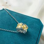 Collier nid d'abeille feuille filigrane 5807