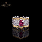 Bague florale en dentelle rubis 6048