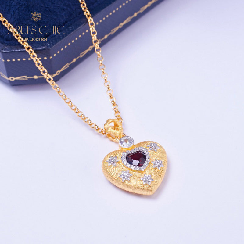 Collier à breloques en forme de cœur à motif en tissu 5849