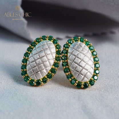Boucles d'oreilles halo ovale soyeux 5832