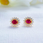 Boucles d'oreilles florales rubis naturel 5816