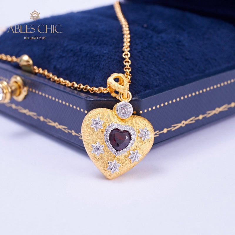 Collier à breloques en forme de cœur à motif en tissu 5849