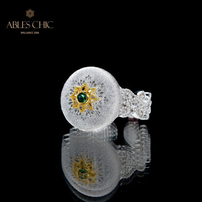 Bague florale ajourée en tissu 5885
