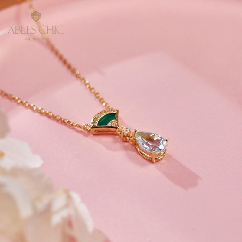 Collier Goutte Éventail En Émail 6010