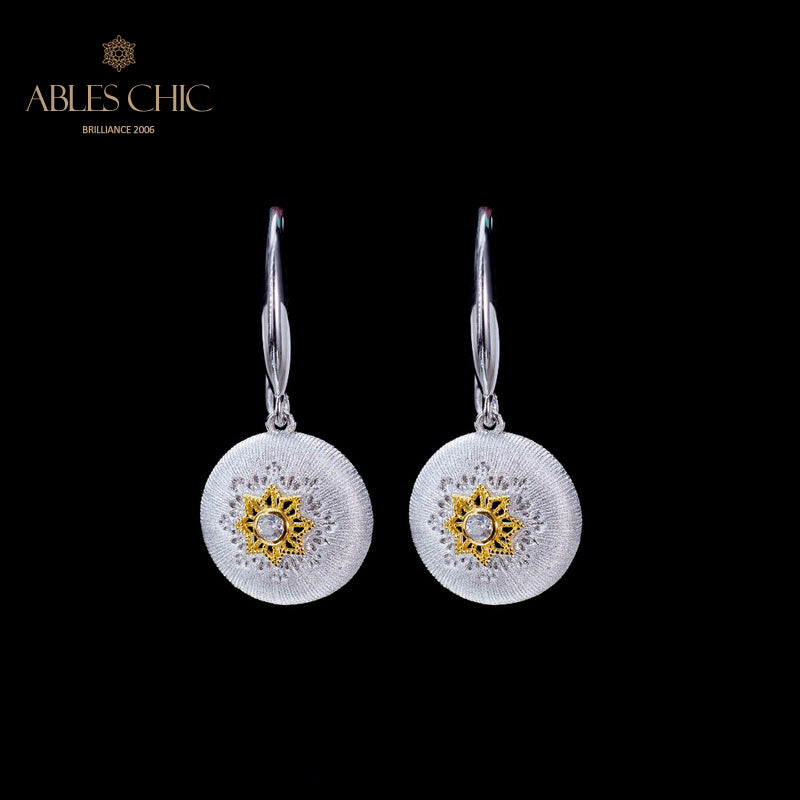 Boucles d'oreilles pendantes florales en forme de dôme 5894