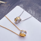 Collier nid d'abeille feuille filigrane 5807