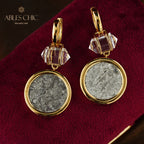 Boucles d'oreilles médaillon halo de diamants