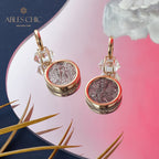 Boucles d'oreilles médaillon halo de diamants