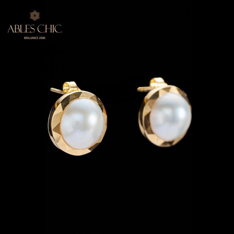 Boucles d'oreilles en perles d'eau de mer Mabe 6015