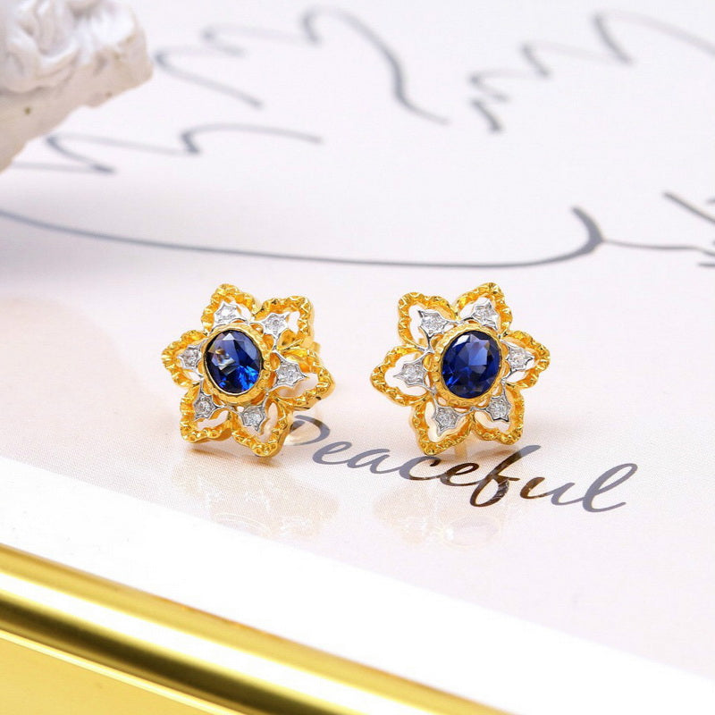 Boucles d'oreilles avec pierres précieuses et fleurs étoilées 5100