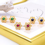 Boucles d'oreilles avec pierres précieuses et fleurs étoilées 5100