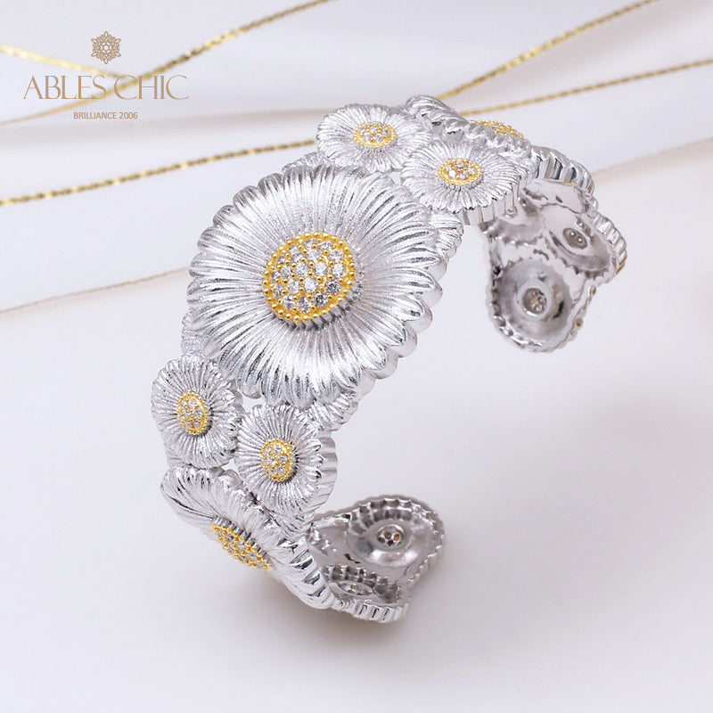 Bracelet ouvert fleurs de marguerite 5254