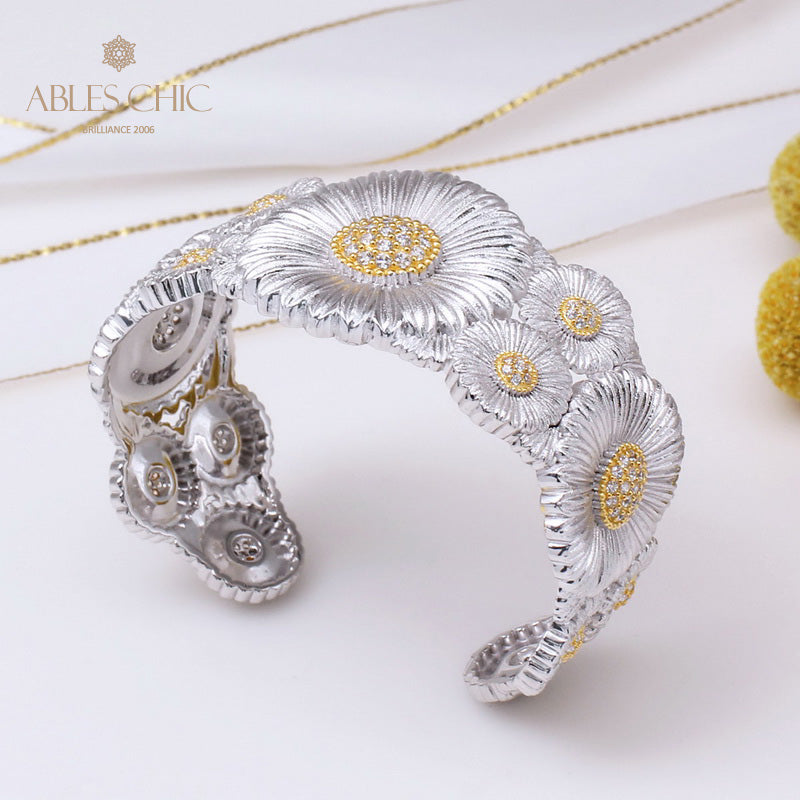 Bracelet ouvert fleurs de marguerite 5254