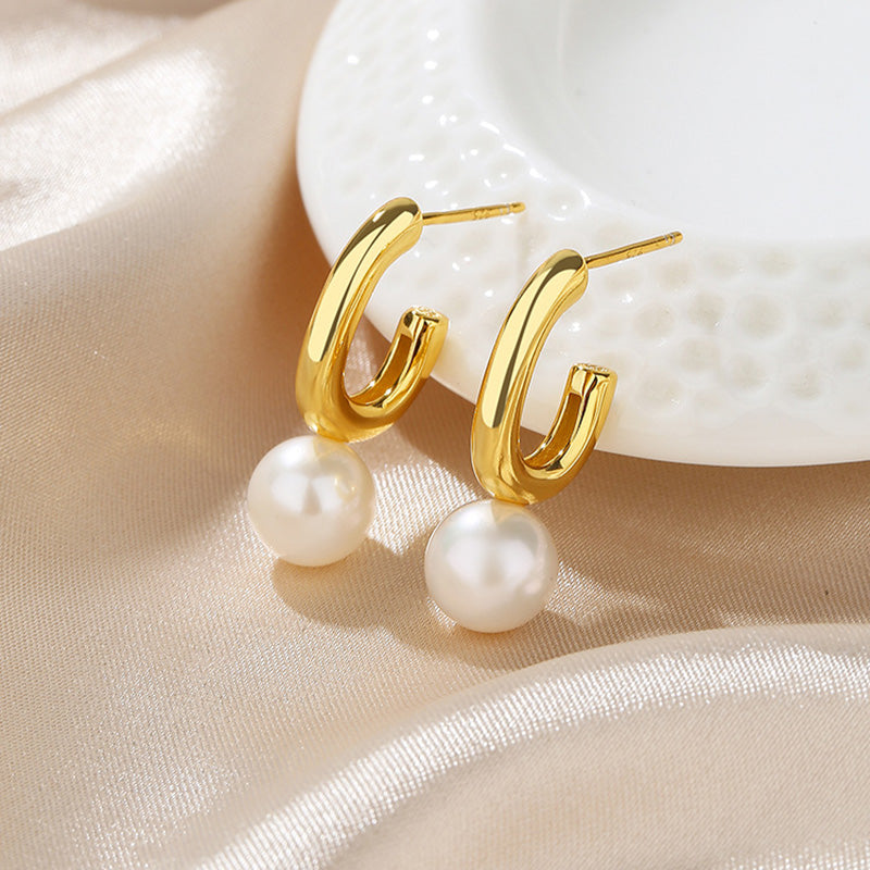 Boucles d'oreilles créoles perles d'eau douce PE1004