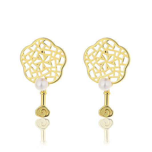 Boucles d'oreilles en perles d'eau douce en filigrane floral PE1005