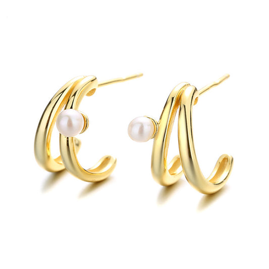 Boucles d'oreilles créoles en perles d'eau douce PE1028